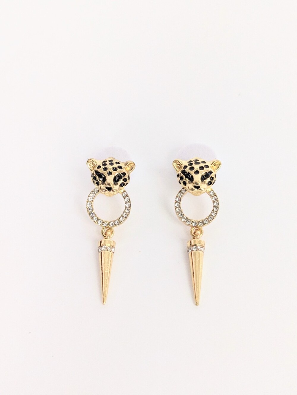 Spike Leopard Head Drop Earrings